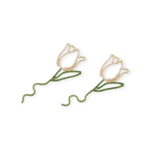 New ZARA pink tulip crystal drop earrings - Picture 6 of 12